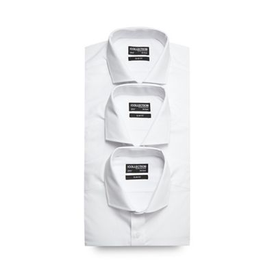The Collection Big and tall pack of three white slim fit long sleeve shirts